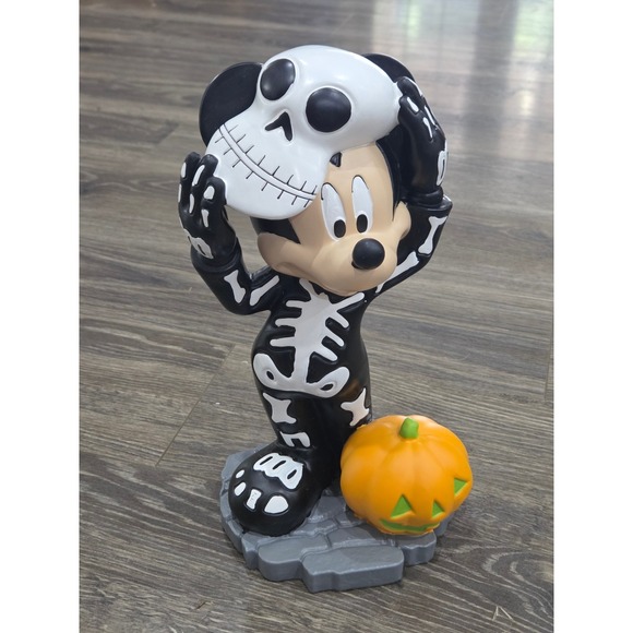 Disney Mickey Mouse Halloween Skeleton Costume Pumpkin Statue Decor - Picture 1 of 7